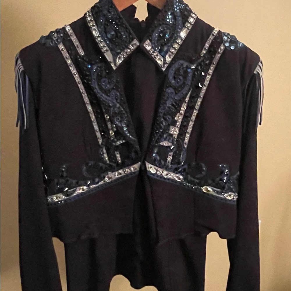 Black Sequin Embellished Vest.